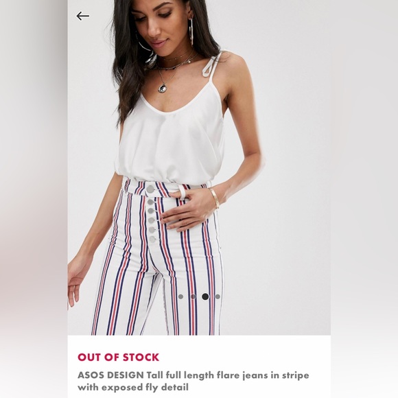 ASOS Design Tall Full Length Wide Straight Leg Striped Jeans Size 26x36 - Picture 10 of 10